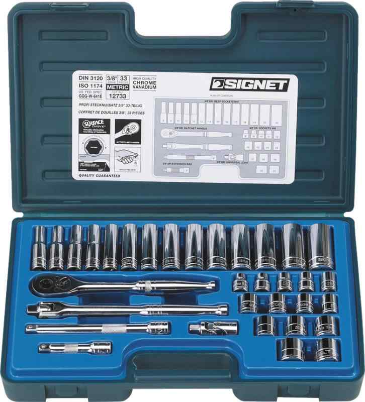 SIGNET(シグネット) 3/8ドライブ 33PC MM ソケットレンチセット 12733｜YOROZUYA本舗　店