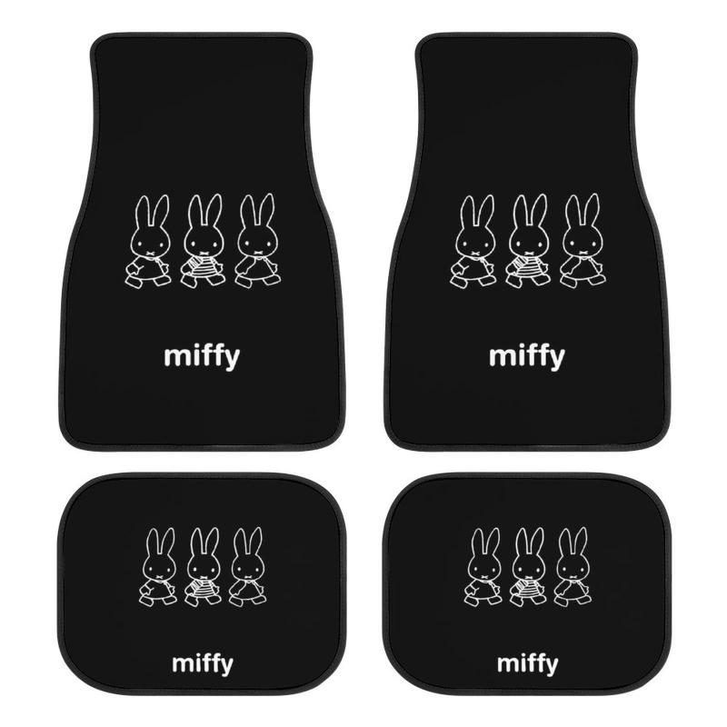 ミッフィー フロアマット カーマット 防水 丸洗いok ズレ防止加工 滑り防止 耐汚れ カスタムパーツ 車種専用設計 取付簡単 カスタムマット 保護パーツ カー用品 軽 普通車 フロント4枚組