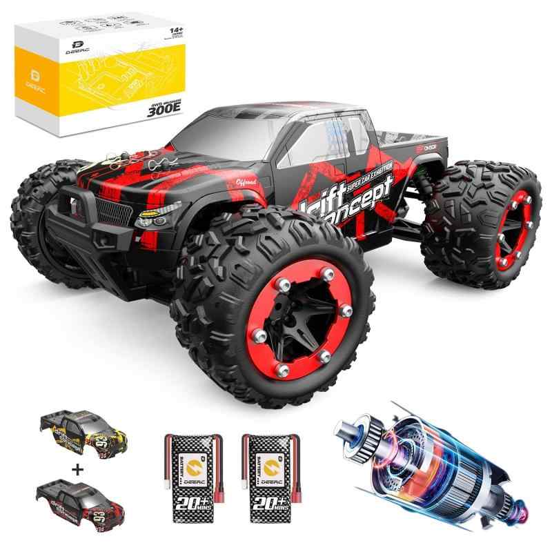 DEERC ラジコンカー オフロード 成年者向け こども向け 4WD ブラシレスモーター 大型 四輪駆動動力 赤ちゃん 弾丸道路 RC鉄道車両 遠隔操作鉄道車両 2.4Ghz 一ころ 耐久性 乗り越え 遊び道具 生まれ落ちる日 クリスマス プレ
