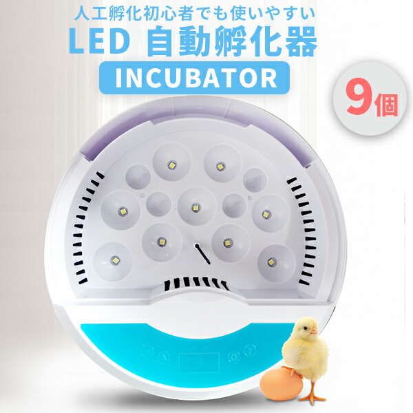 【18日/19日限定!!全品P5倍】 自動孵卵器 インキュベーター LED 恒温器 鳥類専用 ふ卵器 孵化器 自動温度調節 アヒル 鶏卵 うずら 恒温孵化器 贈り物 検卵ライト内蔵 9個 子供教育用 家庭用 ヒヨコ生まれ