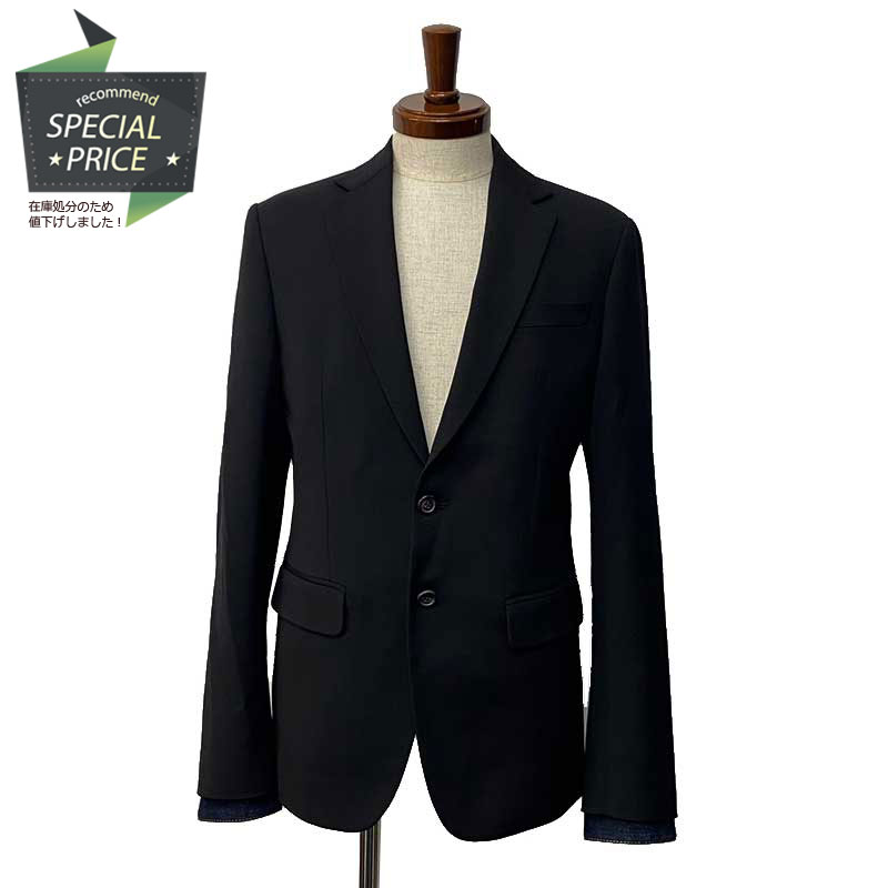 【SALE】 Dsquared2 ディースクエアード テーラードジャケット ブラック ブルー ウール レーヨン #48 袖口デニム 【中古】