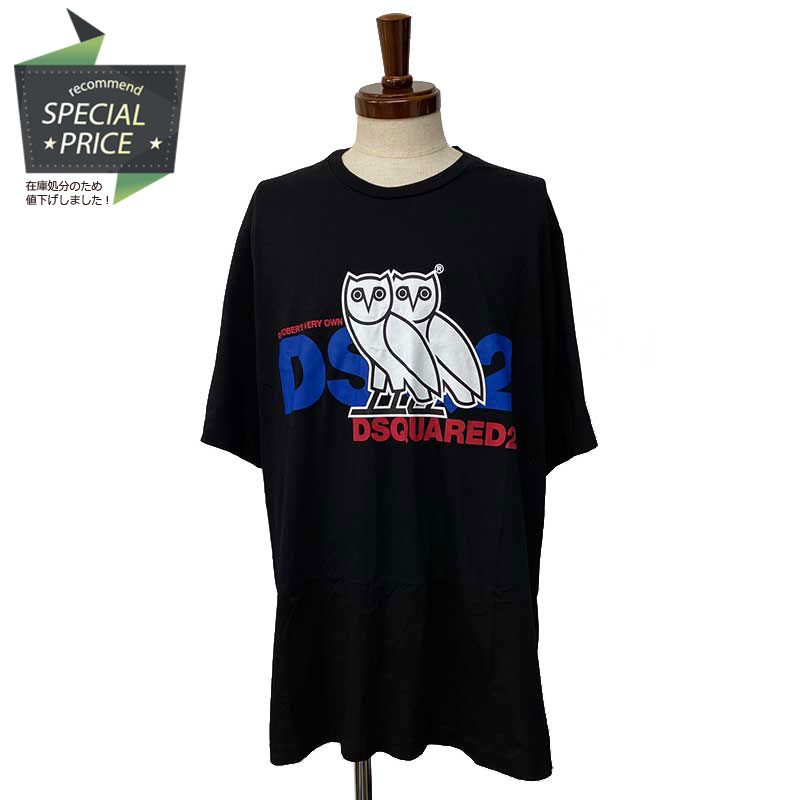 【SALE】 Dsquared2  ディースクエアード プルオーバー 綿織物 黒いこと マルチ色つや ＃L S74GD0765 S23009 梟 ロゴタイプ 2020AW 【中古】