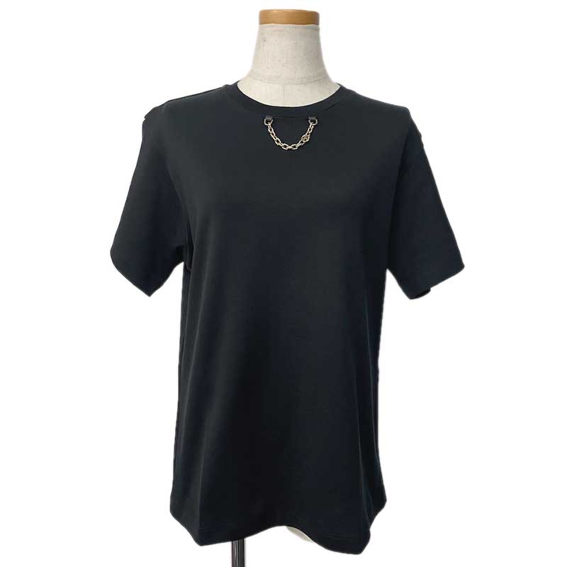 LOUIS VUITTON ルイ・ヴィトン LVシグネチャーパッチTシャツ コットン ブラック #M 1AFDKB ロゴベルト チェーン ゴールド金具 【中古】