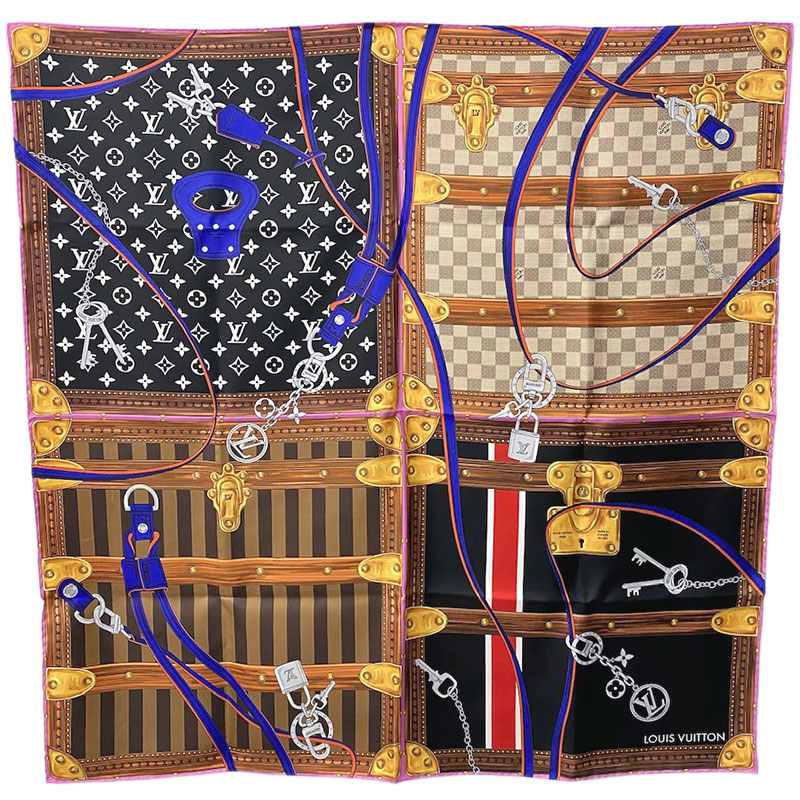 LOUIS VUITTON ルイ・ヴィトン カレ90・ストラップ\u0026ブート M97865 地絹 ノワール 黒いこと マルチ色つや モノグラム ダミエ 引きつける 手当たり カデナ LV倶楽部 えり巻き 【新品】