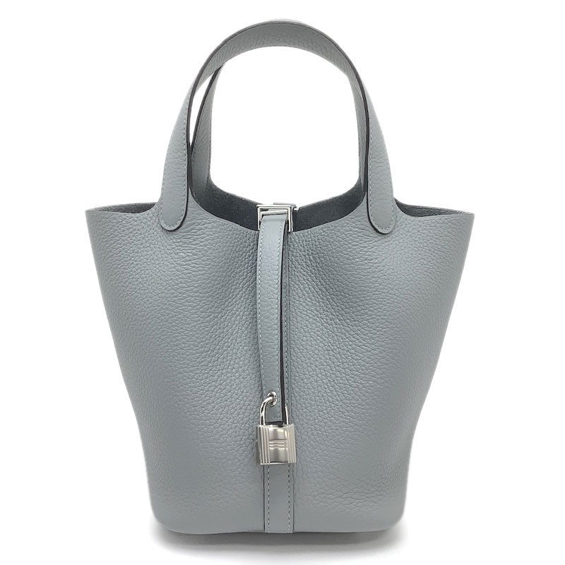 HERMES エルメス ピコタンロック 18 PM トリヨンクレマンス グリパンタン グレー ライトグレー パラジウム金具 ハンドバッグ ピコタンロックPM 【中古】｜よろず屋京都