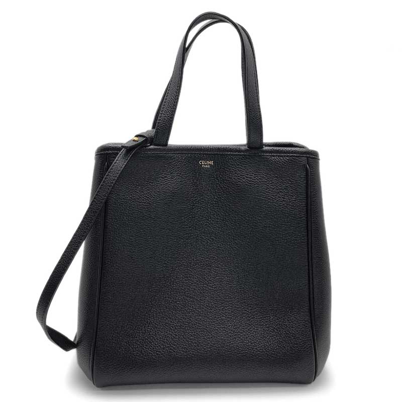 CELINE セリーヌ スモール フォールド 河馬 グレインドカーフスキン 黒いこと ゴールド金具 ハンドバック ショルダーバッグ 2WAY御徒面子 【中古】
