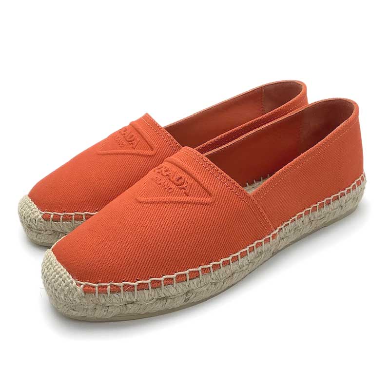 PRADA プラダ エスパドリーユ コットン ジュート アランチョ オレンジ #37 1S839M \