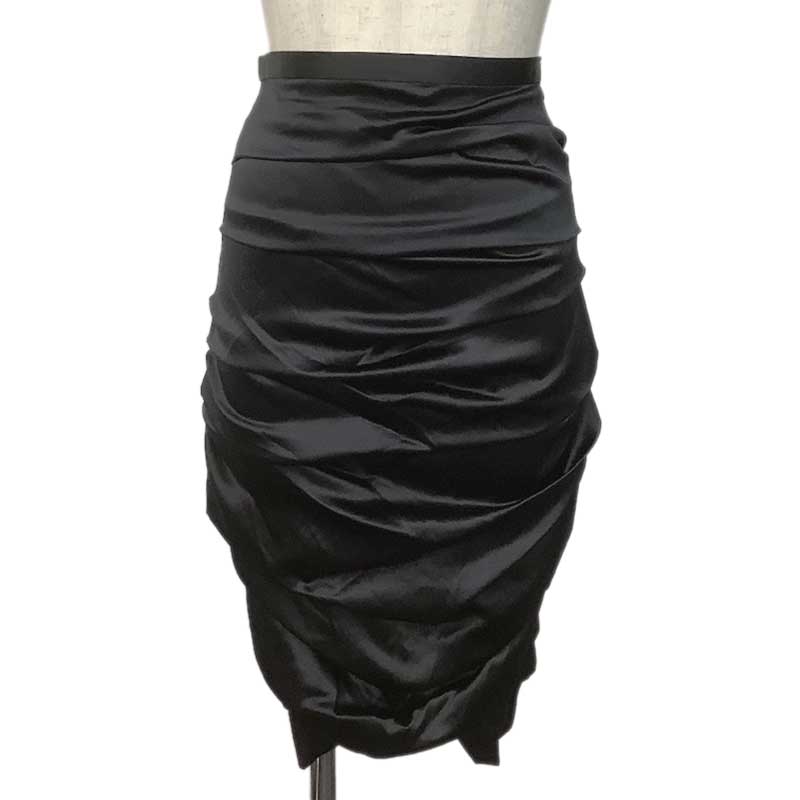 DOLCE&GABBANA ドルチェアンドガッバーナ タイトスカート シルク エラスタン ブラック #40 SK-F4F90T タイト シャーリング 【中古】