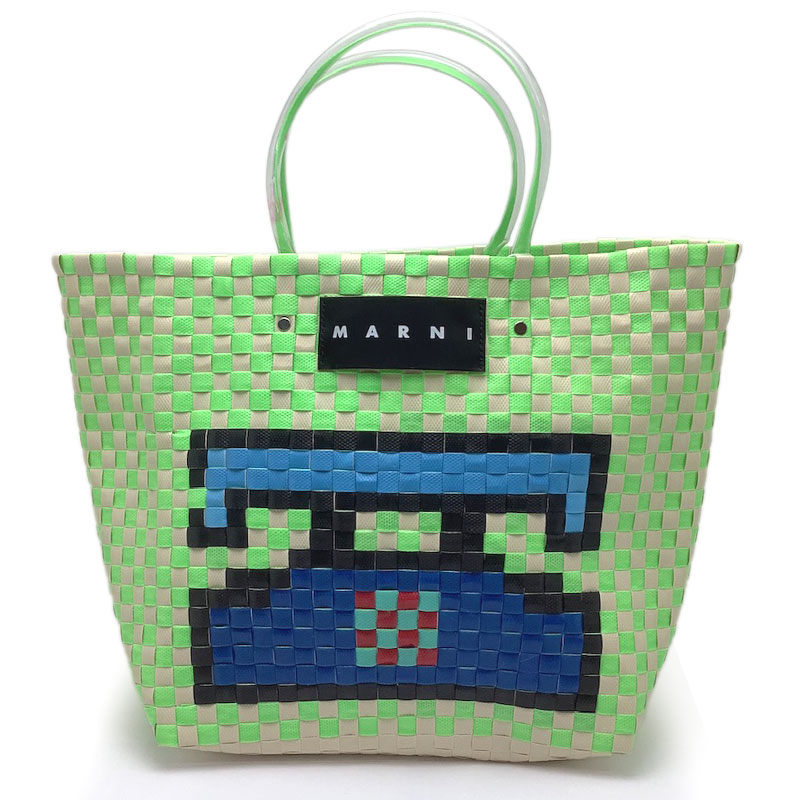MARNI MARKET マルニ マーケット カゴバッグ ポリプロピレン グリーン マルチカラー SHMH0002NQ \