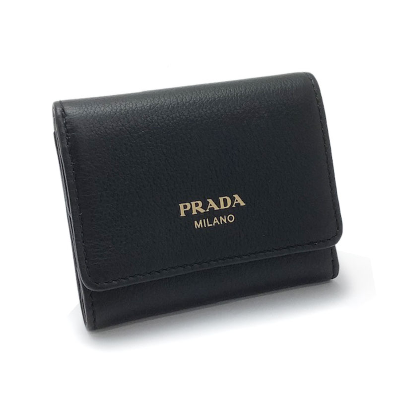 箱付き　PRADA 財布　スモールパットウォレット　黒　ミニ財布 楽天市場】【送料無料】 プラダ 二つ折り 財布 ブラック NERO