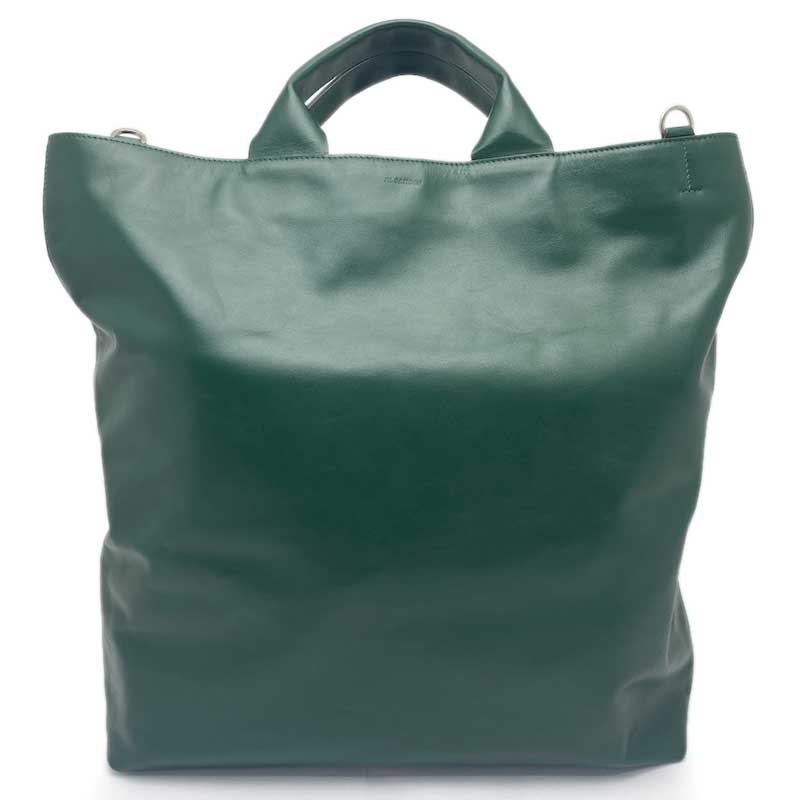 JIL SANDER ジルサンダー XIAO TOTE MD 2WAY御徒面子  なめし革 緑であること JOMT850067-MQB0008X 2022SS トートバッグ ハンドバック ショルダーバッグ しろがね色金具 【中古】