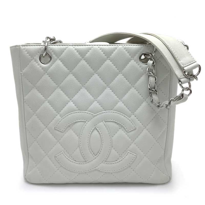 CHANEL シャネル マトラッセ PST チェーントート キャビアスキン ホワイト A50994 ゴールド金具 トートバッグ チェーンバッグ CCマーク ココマーク 【中古】 137,500円