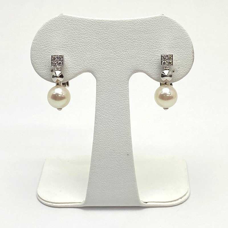 代引手数料無料 ブルガリ パール ダイヤ ブルガリ Wg Bvlgari 送料無料 ピアス Bvlgari ルチア ルチア 750 K18 ホワイトゴールド 中古 よろず屋京都