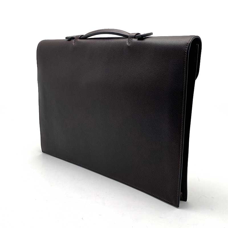 Hermes キリウス 送料無料 中古 バッグ 小物 ブランド雑貨 代引手数料無料 レザー パラジウム金具 メンズバッグ ドゥ キリウス エルメス ダークブラウン 書類バッグ ビジネスバッグ メンズ 中古 よろず屋京都