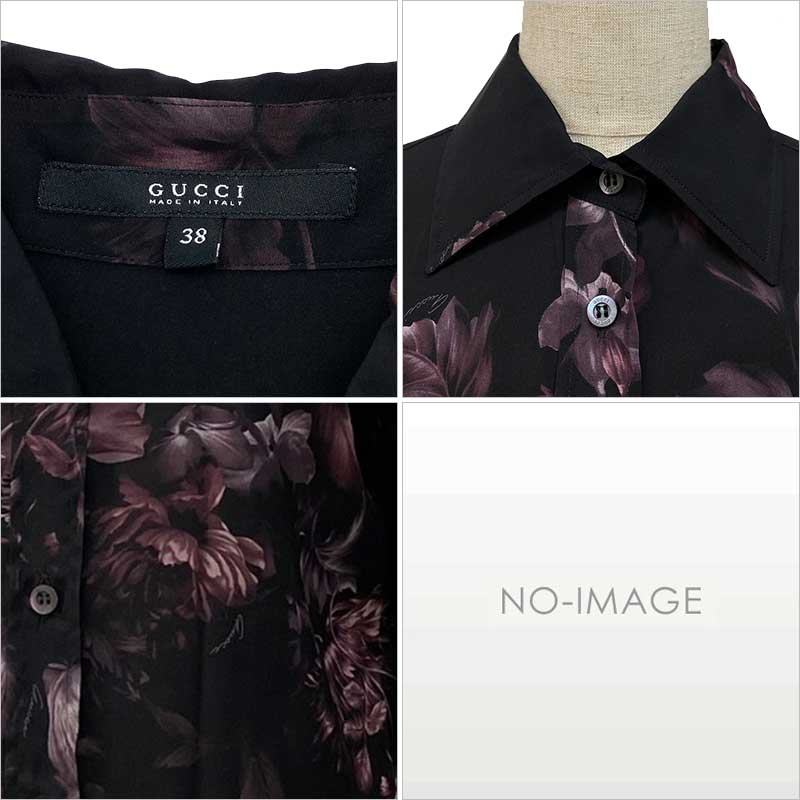 Gucci グッチ 長袖シャツ ブラック ボルドー シルク エラスタン 38 花柄 中古 Rvcconst Com