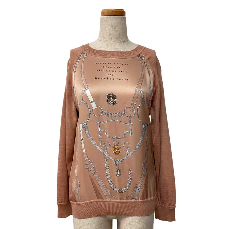 極美品★HERMES★ツイルレーヌ★シルク★ニット★トップス 極美品☆HERMES☆ツイルレーヌ☆シルク☆ニット☆トップス 極美品