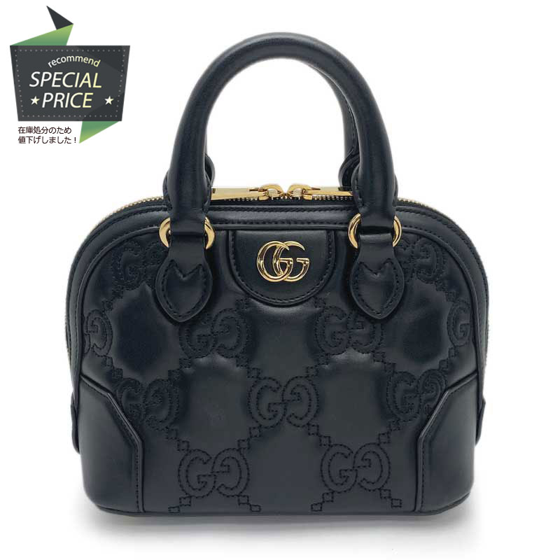 【SALE】 GUCCI グッチ GGマトラッセ 2WAYバッグ レザー ブラック 727793 ゴールド金具 キルティング ダブルG ハンドバッグ ショルダーバッグ 【中古】｜よろず屋京都