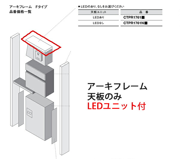 【送料無料】パナソニック 戸建住宅用 エントラスポール アーキフレーム 枠天板のみ LEDユニット付 CTPR1761