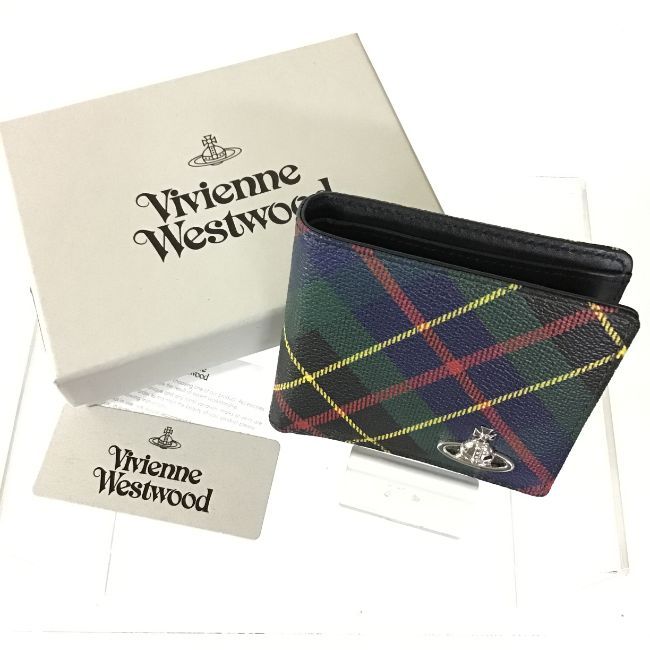 名入れ無料 Billfold Westwood ヴィヴィアンウエストウッド Derby 中古 レディース Vivienne With Tartan 折りたたみ財布 タータンチェック チェック柄 箱付き Pocket Hunting Coin 財布 ケース Swissblu Com