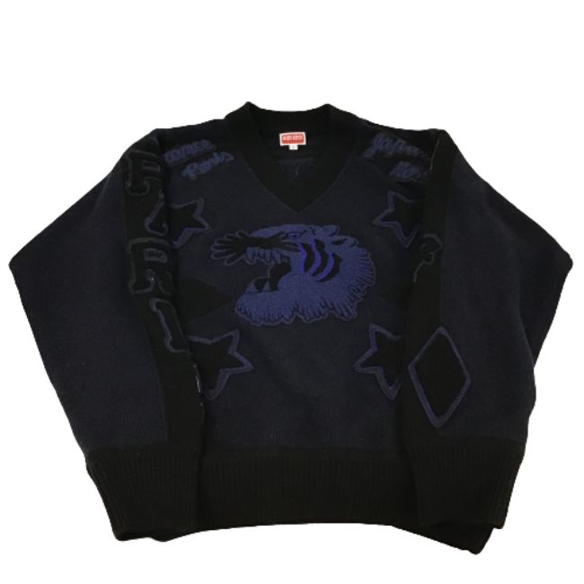 新品　KENZO タイガー　刺繍　ニット　ネイビー　L Varsity セーター KENZO - Tiger Jumper / タイガー 長袖 ニット セーター (KENZO