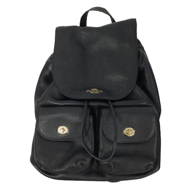 COACHコーチ　ブラックレザーリュック COACH 【COACH】コーチ レザー ミニリュック Wポケット ブラック
