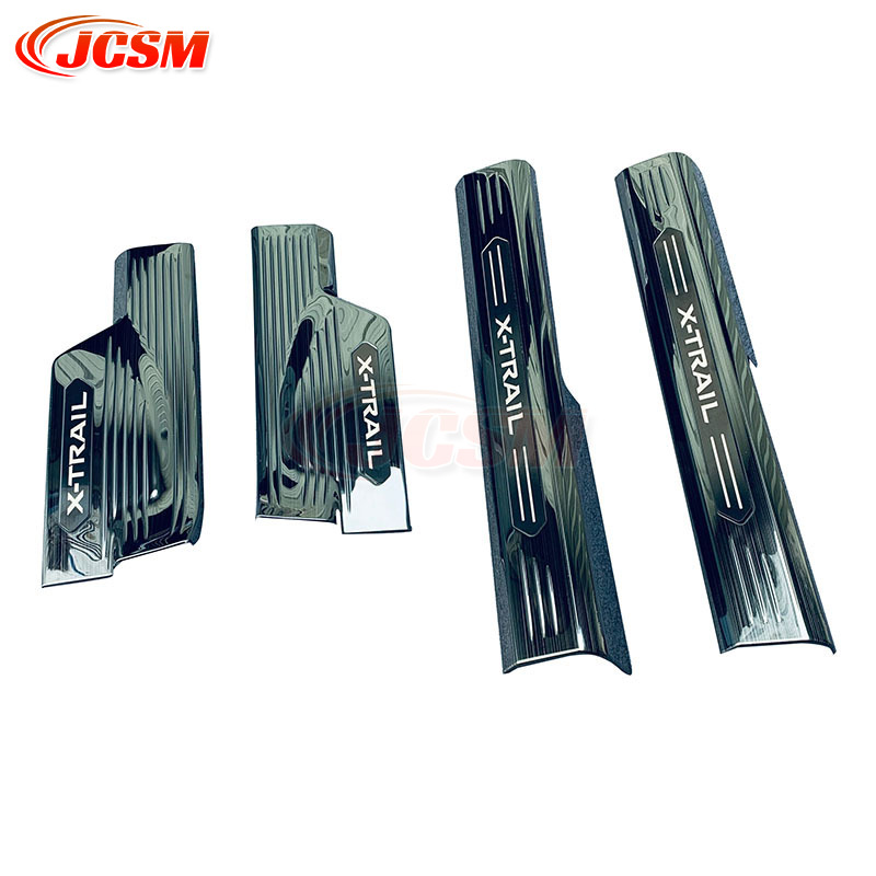 【SALE＆P10倍★12/4-12/11】JCSM 日産 エクストレイル 2022(令和4)年7月～ 専用設計 スカッフプレート ステップガード バンパー ガーニッシュリアステップガード インテリア カスタム パーツ ブラック