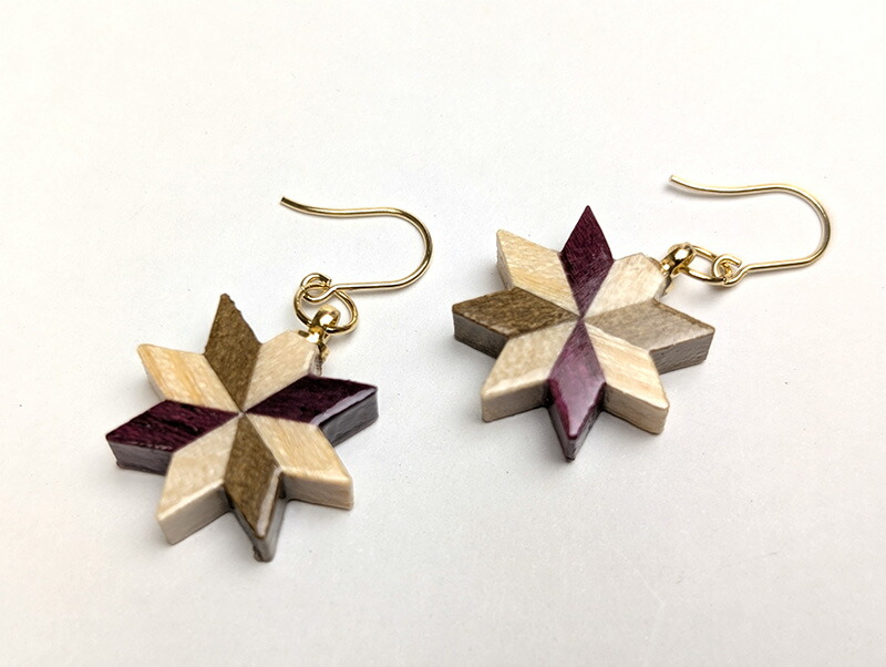 箱根寄木細工寄木ピアス