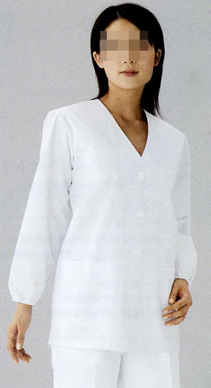 白衣 新色追加 黄色ブドウ球菌他の増殖を抑制する素材女性調理衣白衣 最大85%OFFクーポン 衿なし 長袖C201
