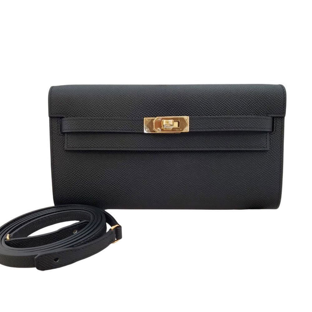 【新品同様・未使用品】 エルメス HERMES ケリー トゥーゴー ショルダーウォレット エプソン ノワール G金具 W刻印/AT241208|吉川質店 店