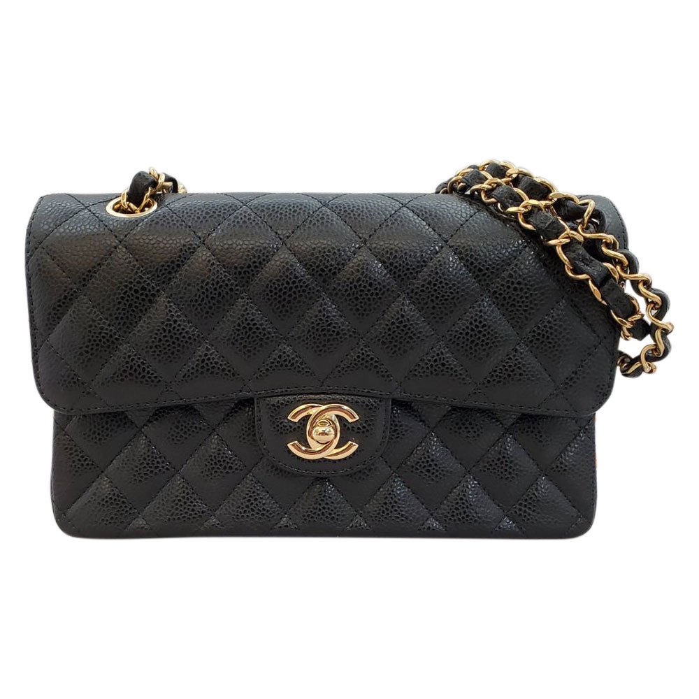 【新品同様・未使用品】 シャネル CHANEL キャビアスキン マトラッセ クラシック スモール ハンドバッグ Wフラップ チェーンショルダー A01113/MA2410035｜吉川質店 店