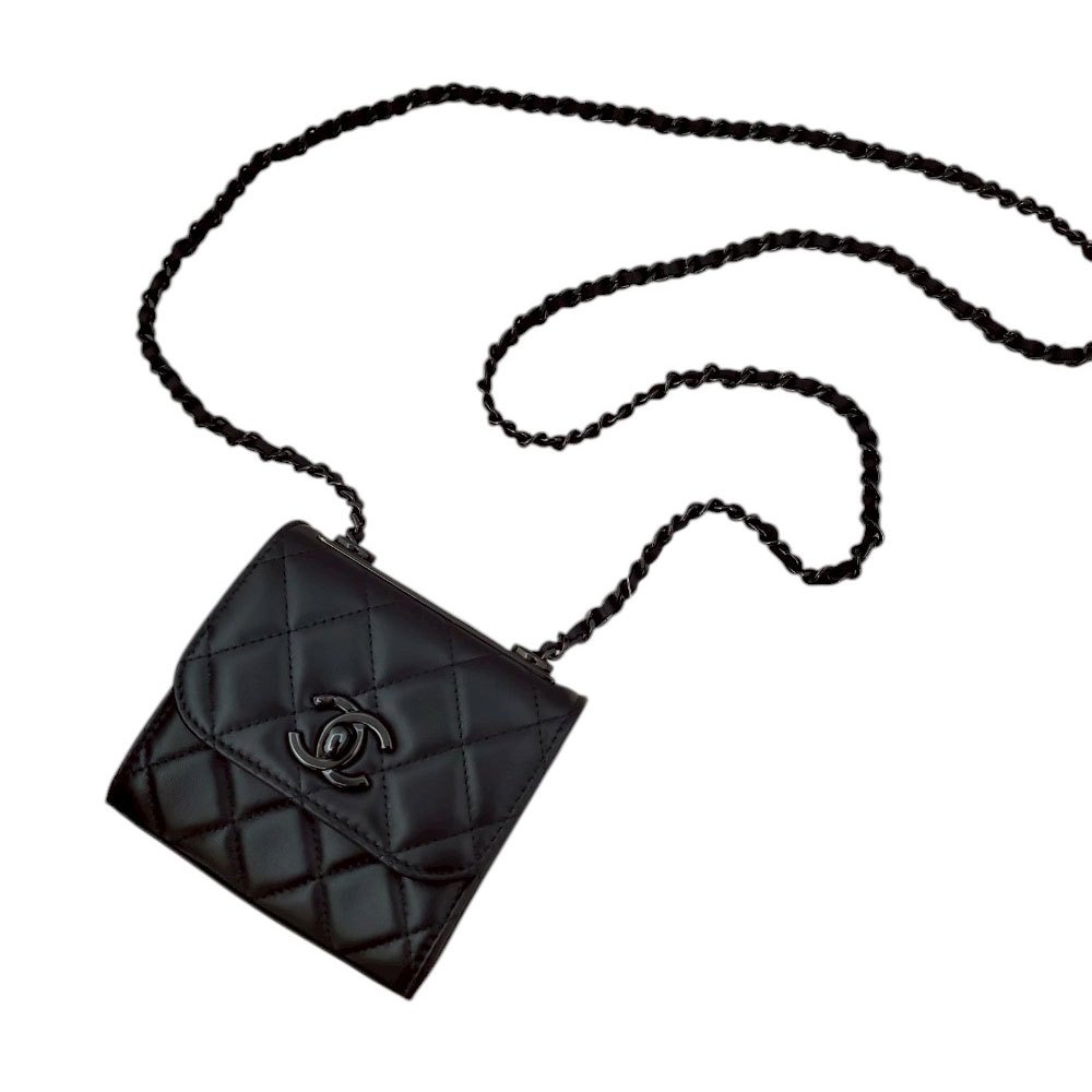 【中古・未使用品】シャネル CHANEL ソーブラック ラムスキン トレンディCC ミニマトラッセ チェーンショルダー A81633/PW23006｜吉川質店 店