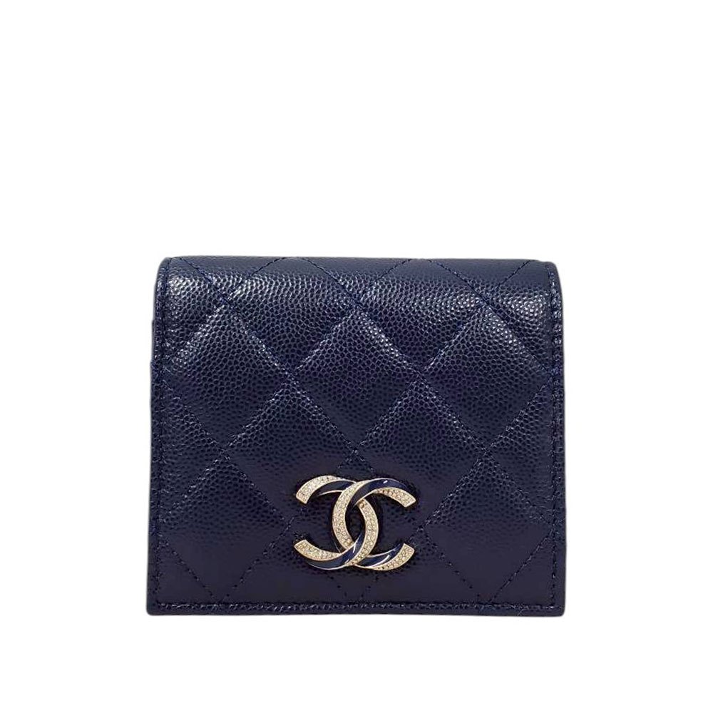 シャネル CHANEL キャビアスキン マトラッセ フラップウォレット ネイビー AP3341/AT240226｜吉川質店 店