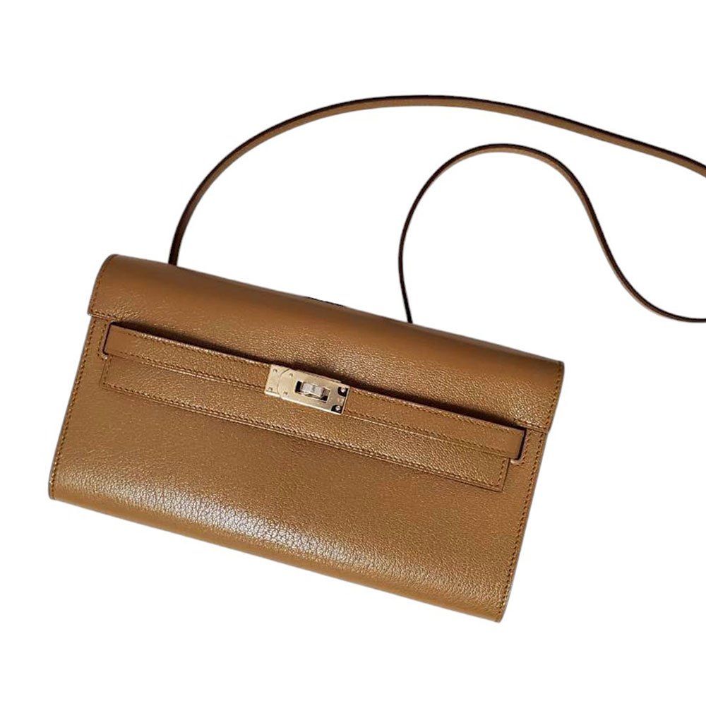 【新品同様・未使用品】エルメス HERMES ケリーロング トゥーゴー シェーブルシャムキラ ブロンズドレ E金具 K刻印｜吉川質店 店