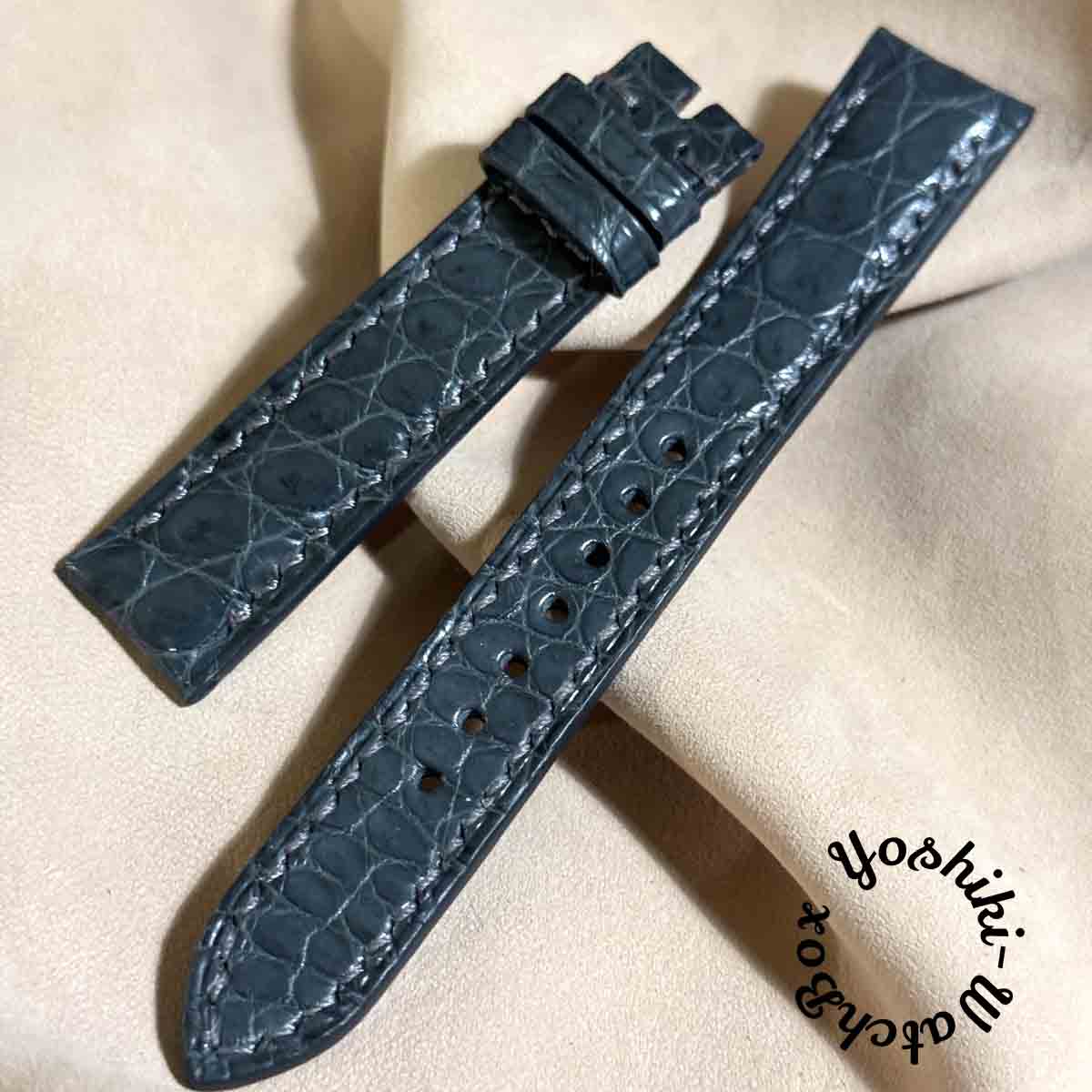 cro-1781 クロコダイル 腕時計ベルト グレー ラグ幅19mm cro-1781 クロコダイル 腕時計ベルト グレー ラグ幅19mm