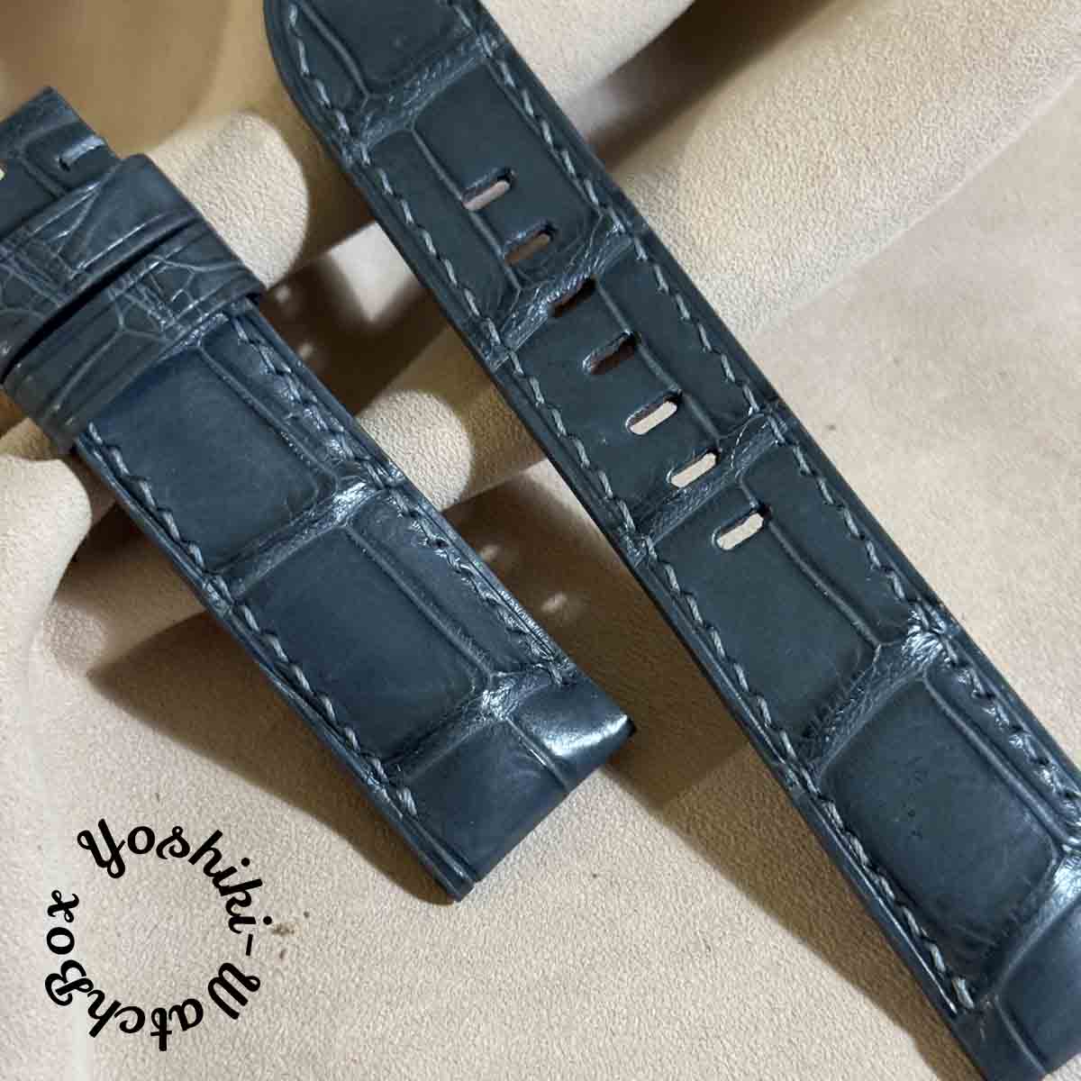 cro-1760 クロコダイル 腕時計ベルト ブラック ラグ幅24mm cro-1699 クロコダイル レザー 腕時計 ベルト ヒマラヤクロコ