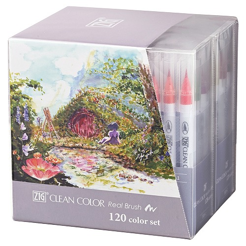 呉竹 カラーマーカー クリーンカラーリアルブラッシュ 芯先:ブラッシュ 120色セット RB-6000AT/120V　4901427325706 お取り寄せ