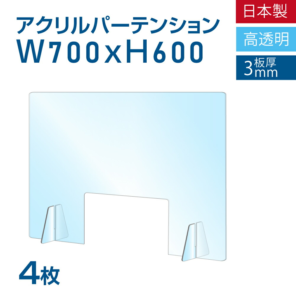 最低価格の お得な2枚セット 日本製造 板厚3mm W700×H600mm 透明 アクリルパーテーション W300mm 商品受け渡し窓あり  対面式スクリーン 衝立 間仕切り 仕切り板 卓上パネル 飲食店 学校 薬局 病院 クリニック 役所 老人ホーム 福祉施設 保育園 幼稚園 jap-a- r7060-m30 ...