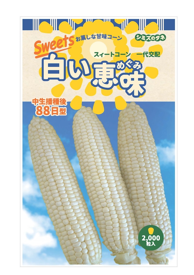 スイートコーン種子　白い恵味　【清水種苗　白い恵味】　【ホワイトコーン　種】【野菜の種】｜吉谷農芸 店