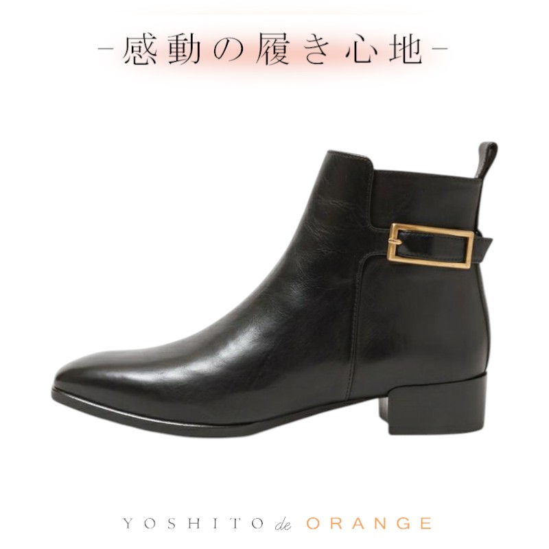 【ポイント5倍】ブーツ ショートブーツ レディース 柔らかい イタリア レザー 公式 YOSHITO ヨシト よしと OR6055 感動 本革 革 インポート サイドゴア レースアップ ストレッチ 人気 痛くない 外反母趾 幅広 太め ヒール チャンキー