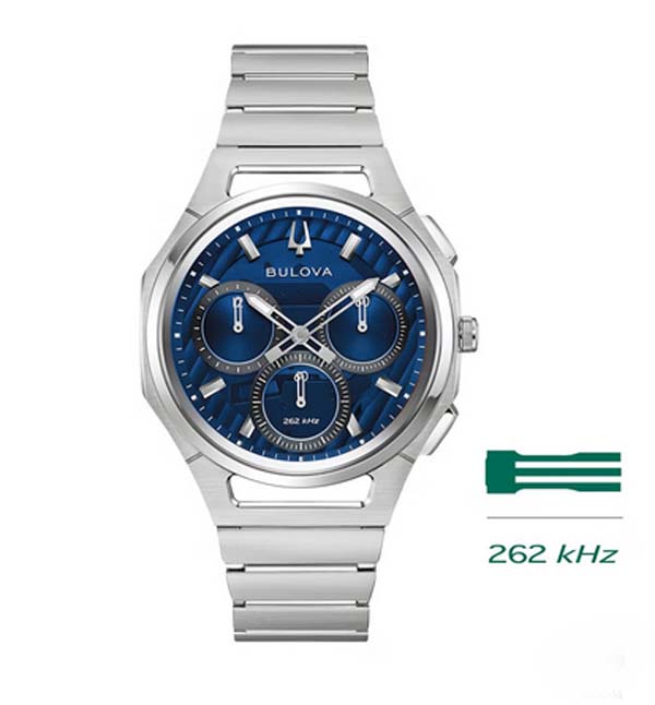 【ブローバキャンペーン開催中！】ブローバ カーブBULOVA CURV 96A339 262KHz 高精度クオーツムーブメント ブルー文字盤 41mm CURV（カーブ）〉【メーカー３年間保証付き】｜ウォッチ・ジュエリーのヨシイ