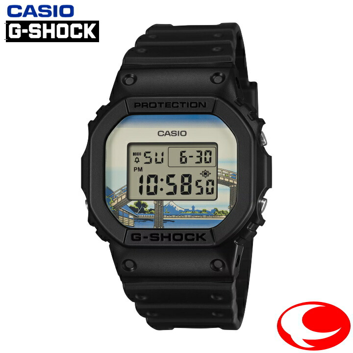 (最強送りとどける)カシオ CASIO G-SHOCK DW-5600KHFM25-1JR 葛飾北斎のデザインモチーフモデル 富嶽三十六景の中「深川万年橋下」日本製【26年1月発売】 男女兼用腕時計-腕時計