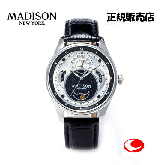 MADISON NEW YORK マディソン ニューヨーク 腕時計 イカロス MA011011-1 時・分・秒、マルチカレンダー(月・日付・曜日)、ムーンフェイズ|ウォッチ・ジュエリーのヨシイ