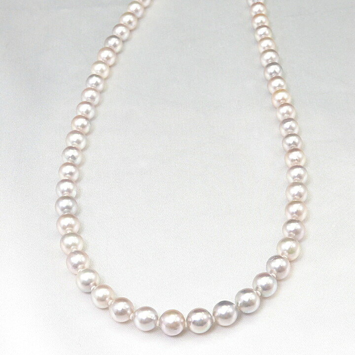 (最強配送) アコヤ 本真珠 ナチュラルグレー ネックレス 7-7.5mm　ブルーグレー系 ネックレス単品になります。フラワーデザインクラスプ【在庫処分につき特別価格】｜ウォッチ・ジュエリーのヨシイ 27,860円