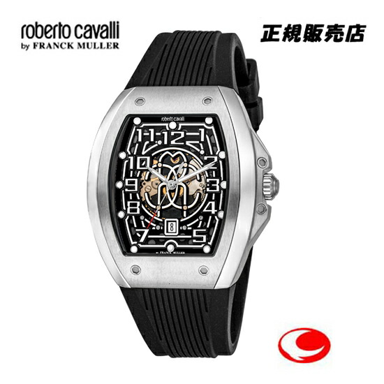 Roberto Cavalli スケルトン手巻き時計 ブラック あのフランク ミュラーが監修する新鋭のスケルトン時計】 工芸的