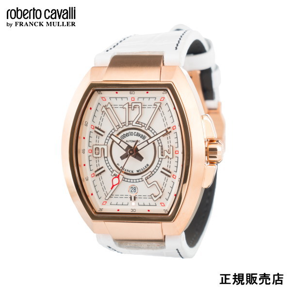 ロベルトカヴァリ バイ フランクミュラー roberto cavalli by FRANCK MULLER メンズ 腕時計　自動巻 RV1G207L0051 ピンクゴールドカラー ホワイトベルト【送料無料】【父の日】【プレゼント】【ギフト】【プレゼント】