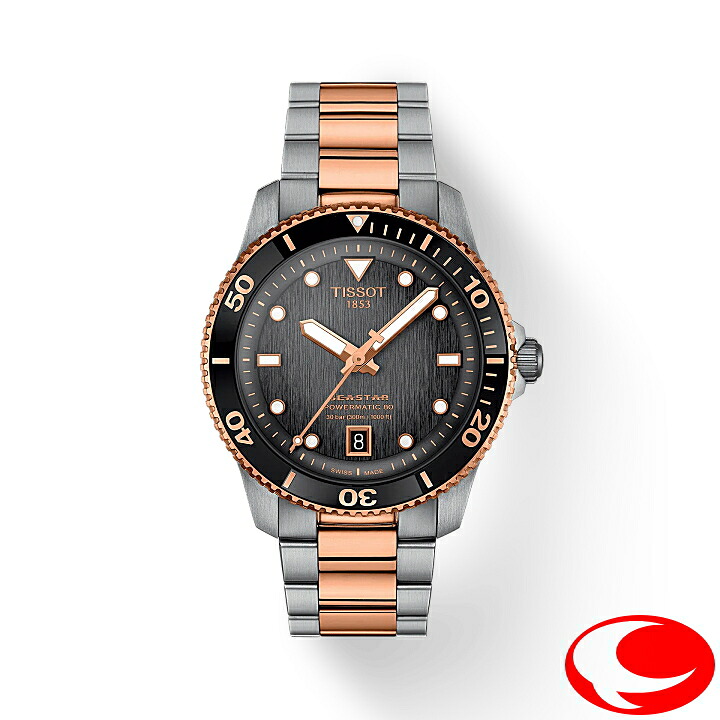 最大限度100%Pうしろ側当選確からしさ1/2(最強送りとどける)【TISSOT】ティソ シースター1000 パワーマティック80 SEASTAR 40粍 アンスラサイト さくら色ゴールドPVD 傷押しとどめる工業無無条件反射コーティングサファイアクリスタルガラス T120.807.22.051.01 30空圧雨合羽 T1208072205101
