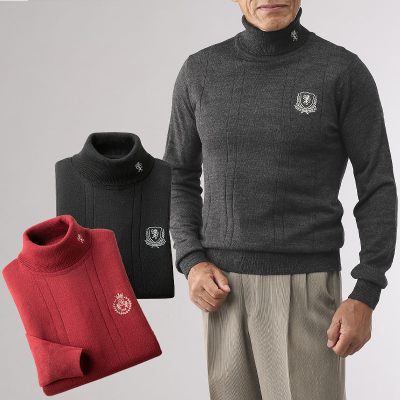 シニアファッション メンズ 80代 70代 60代 90代 秋冬 防寒 あったか 刺しゅう入りタートルネックセーター3色組 おじいちゃん 服 プレゼント 紳士服 男性 祖父 お年寄り 老人 高齢者 ギフト|シニアファッションYOSOIKI