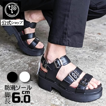 最新作 / ヨースケ メンズ  サンダル 堅苦しさキズ取りつくろう液付 YOSUKE 厚底サンダル メンズ うしろ側胴締め レースアップデザイン 靴 黒 白 防滑精神 ふかふかのフットベッドで歩き分かりやすい 疲れない 約6糎踵
