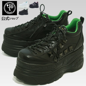 【22.5cm限定】 ヨースケ YOSUKE 厚底スニーカー レディース ピラミッドスタッズ付き 歩きやすい 9cm 厚底フラット 厚底セール ※公式SHOP特典キズ補修液付|ヨースケ公式