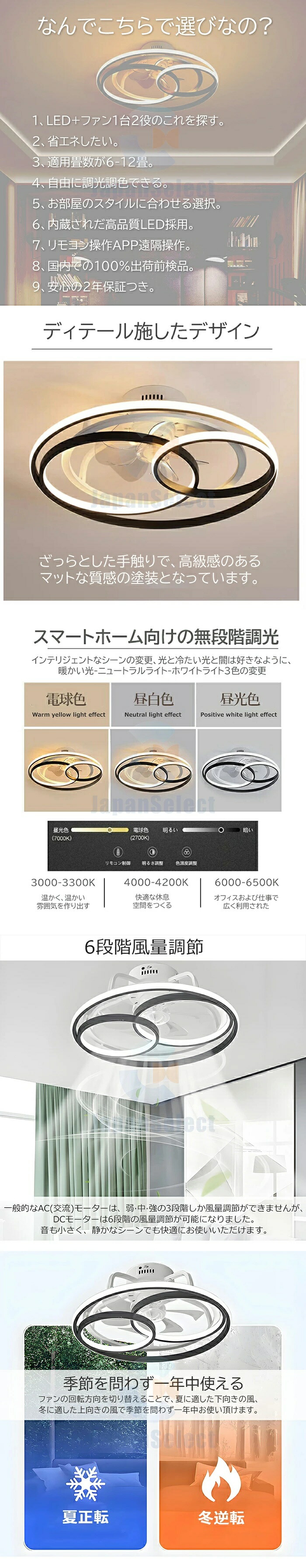 [月間優良ショップ] シーリングファンライト led おしゃれ シーリングファン ファン付きシーリングライト DCモーター Bluetooth対応 調光調色 音楽再生 逆回転 4畳 6畳 8畳 10畳 12畳 6段階風量 室内空気循環 室内照明 扇風機照明 ファンLED照明 サーキュレーター照明 北欧